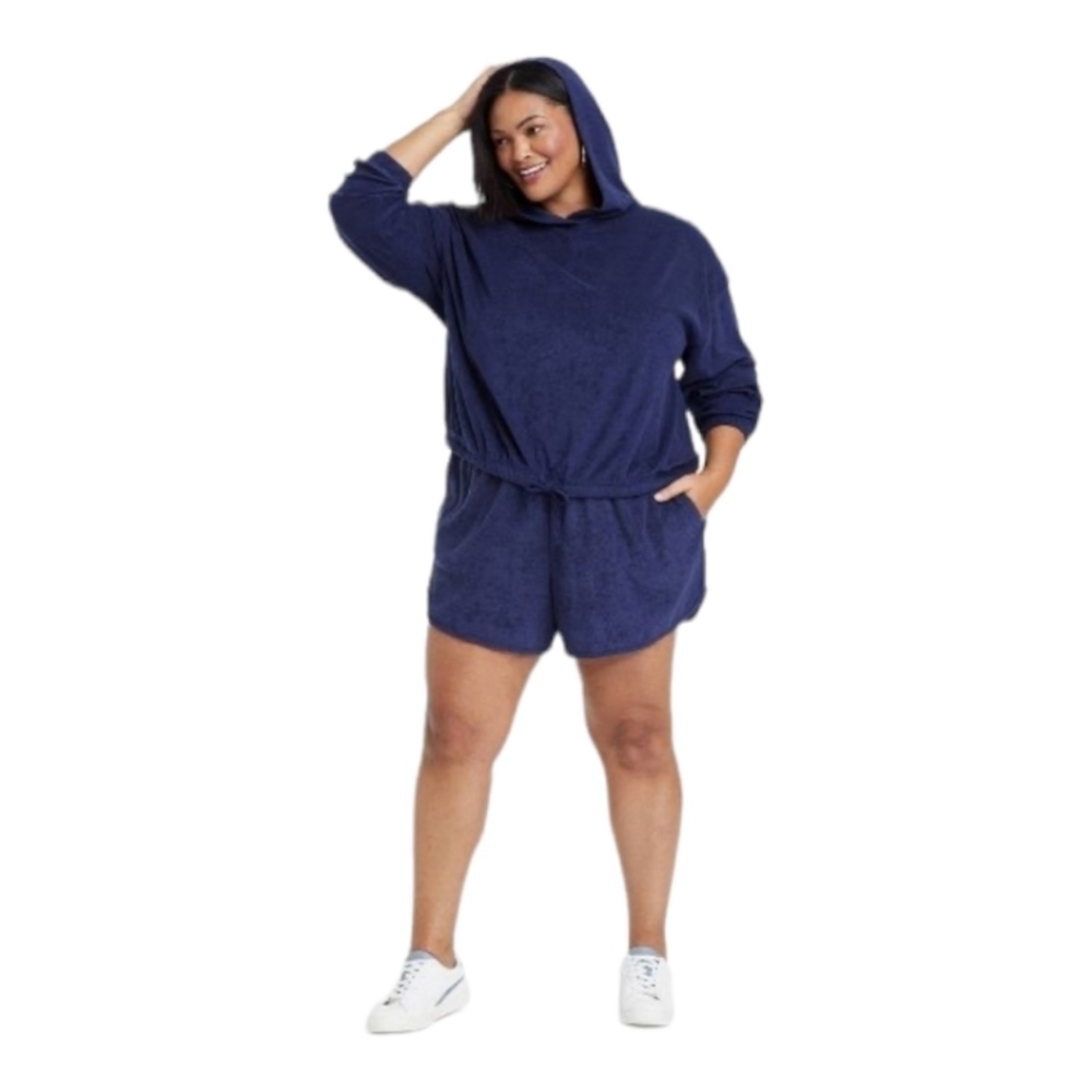 Women's Plus Size Long Sleeve Terry Hooded Shirt | Ava & Viv | 2X - Picture 12 of 14